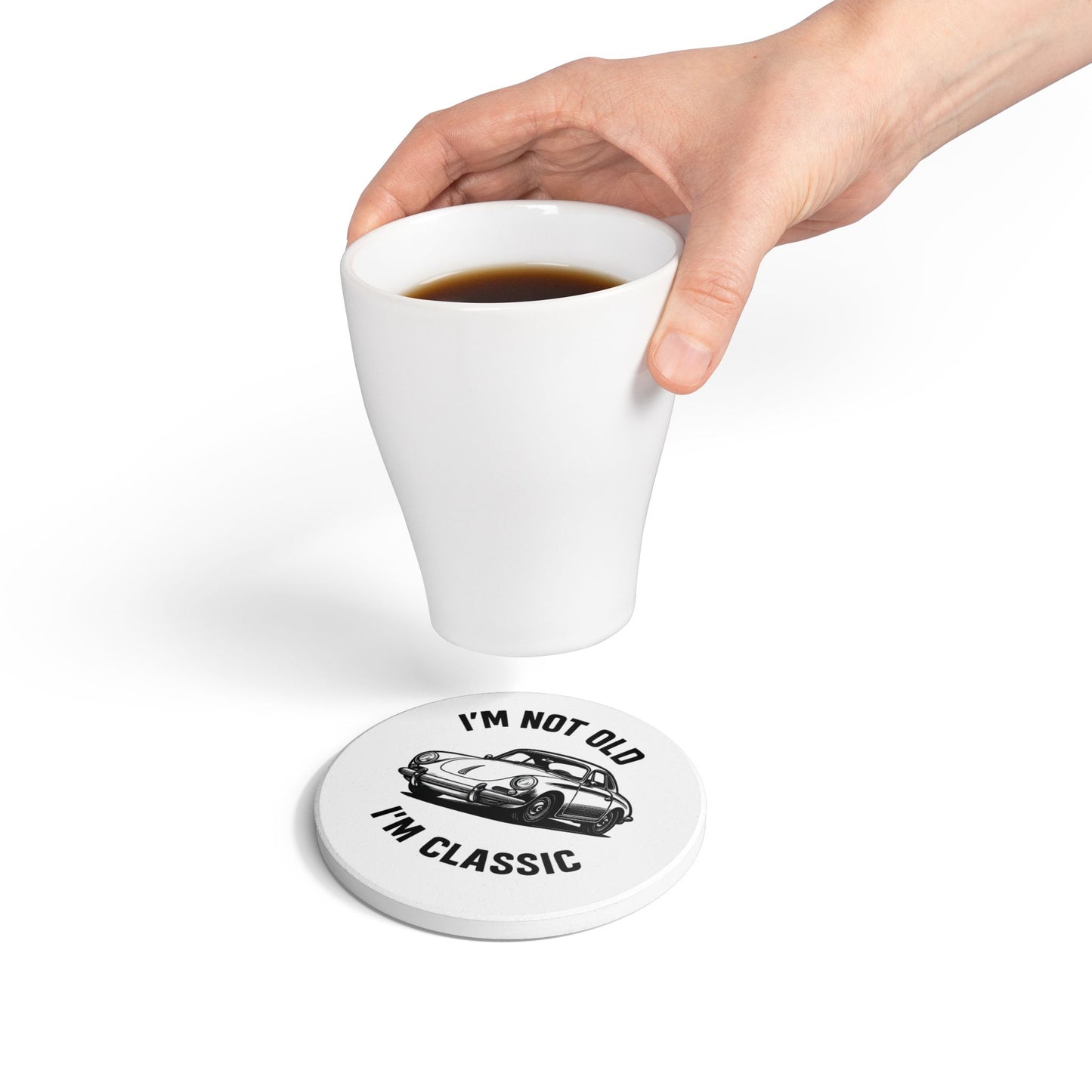Ceramic Coaster — "I'm Not Old, I'm Classic" Vintage Car Drink Coaster-Home Decor-True Insights