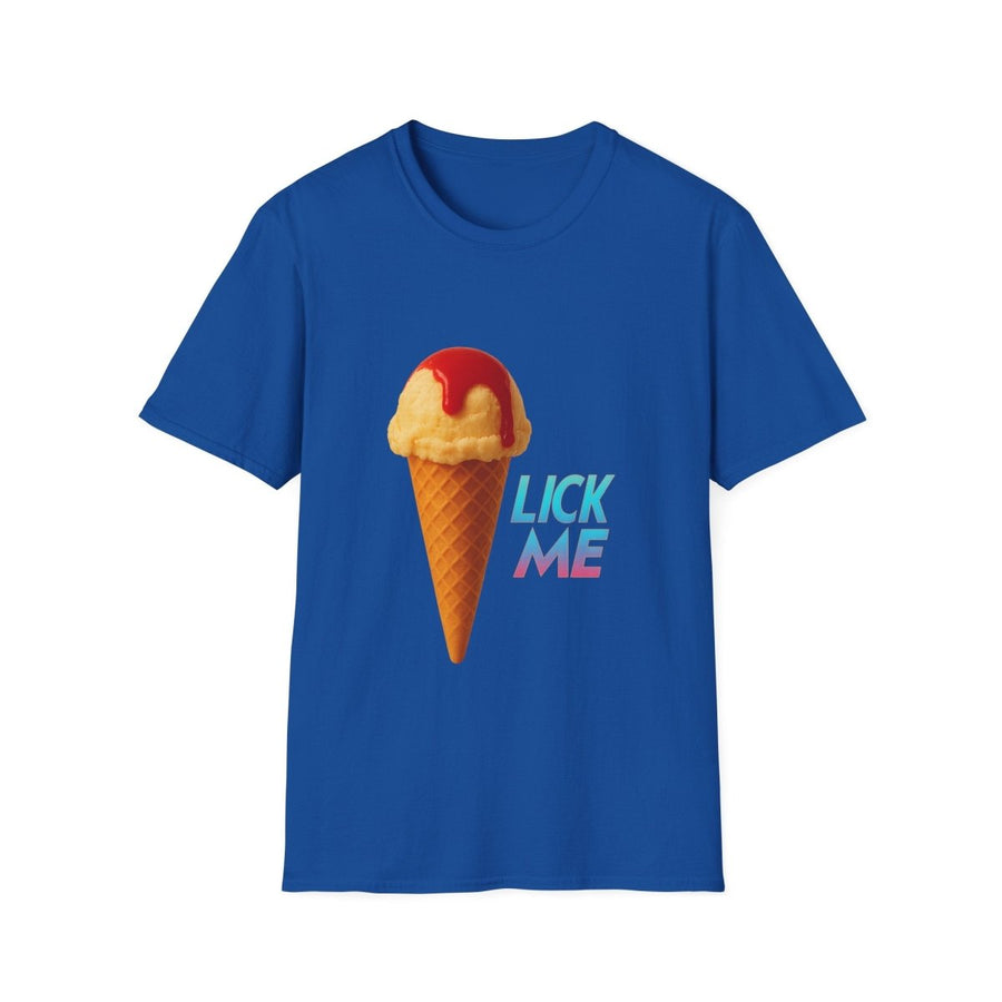 True Insights Lick Me T-Shirt Eis Motiv mit Augenzwinkern in Royalblau