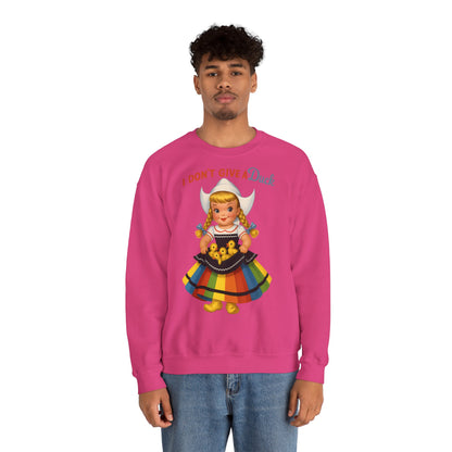Sweatshirt – I Don't Give a Duck | Nostalgisches Vintage-Mädchen mit Küken – Humorvoll & Originell | True Insights Design mit Humor