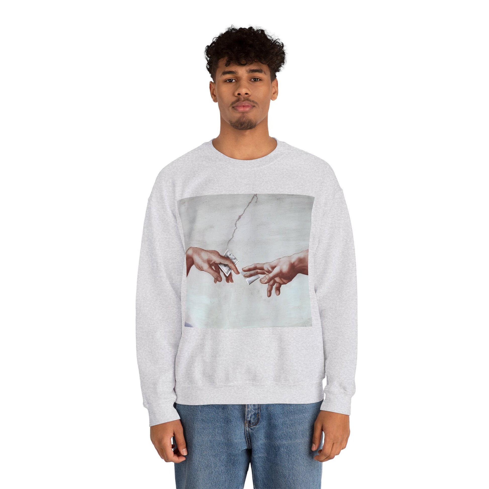 Sweatshirt – The Deal Sweatshirt – Satirische Kunst trifft Streetwear | Michelangelo Meme Design | True Insights Design mit Humor