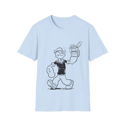 Popeye Spinat Dose T-Shirt Unisex – Retro Comic Kult Sailor Cartoon Fan Shirt Geschenk