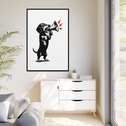 Dog with Megaphone – Satirisches Banksy-inspiriertes Kunstmotiv | Statement Design
