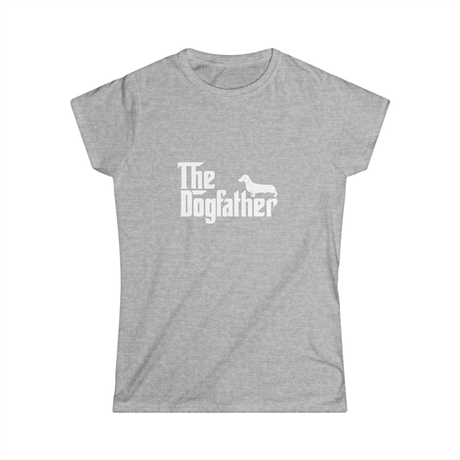 True Insights Damen T-Shirt Dackel Dogfather witziges Dackel-Design in Sport Grey