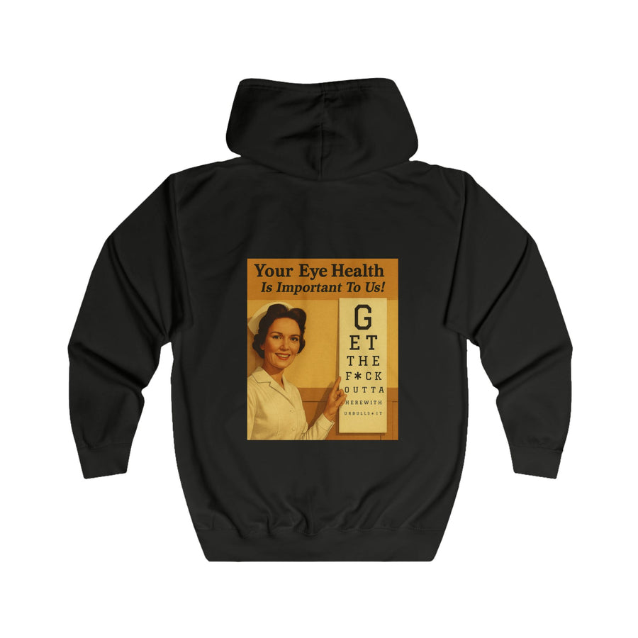 Your Eye Health Is Important To Us Zip-Hoodie – Satirisches 50s-Motiv mit Sehtest
