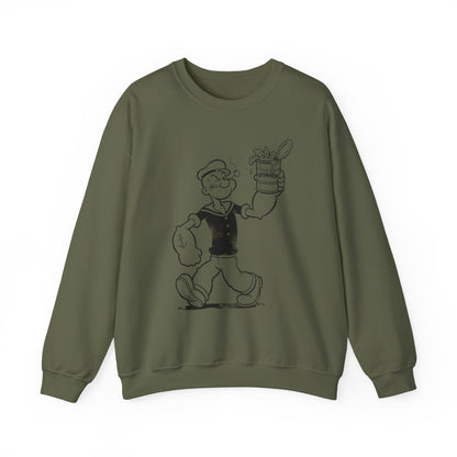 True Insights Sweatshirt Popeye Spinat Dose Comic Kult in Military Green