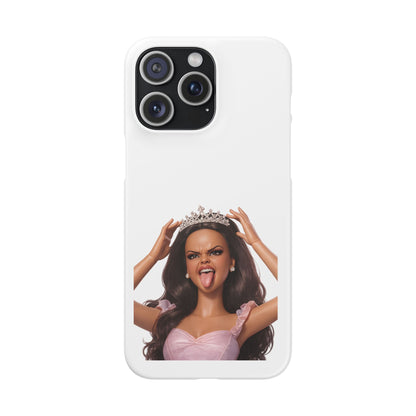 Barbicore Handyhülle – Frecher Beauty Queen Look mit Tiara & Zunge raus | Pink Puppen-Style Case für Fashion-Fans