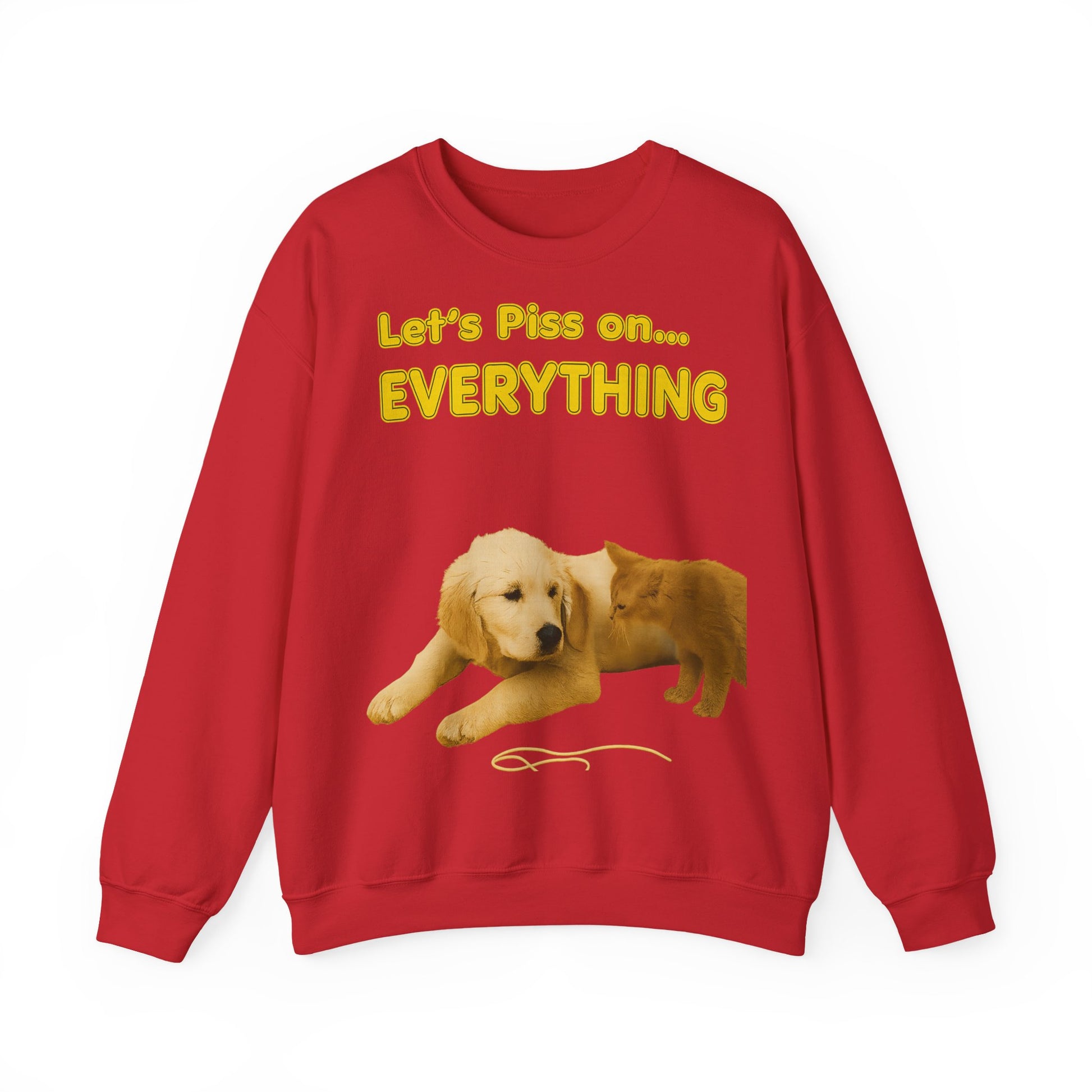 Vintage Motiv – Let’s Piss on Everything – Satirisches Sweatshirt mit Hund & Katze | True Insights Design mit Humor