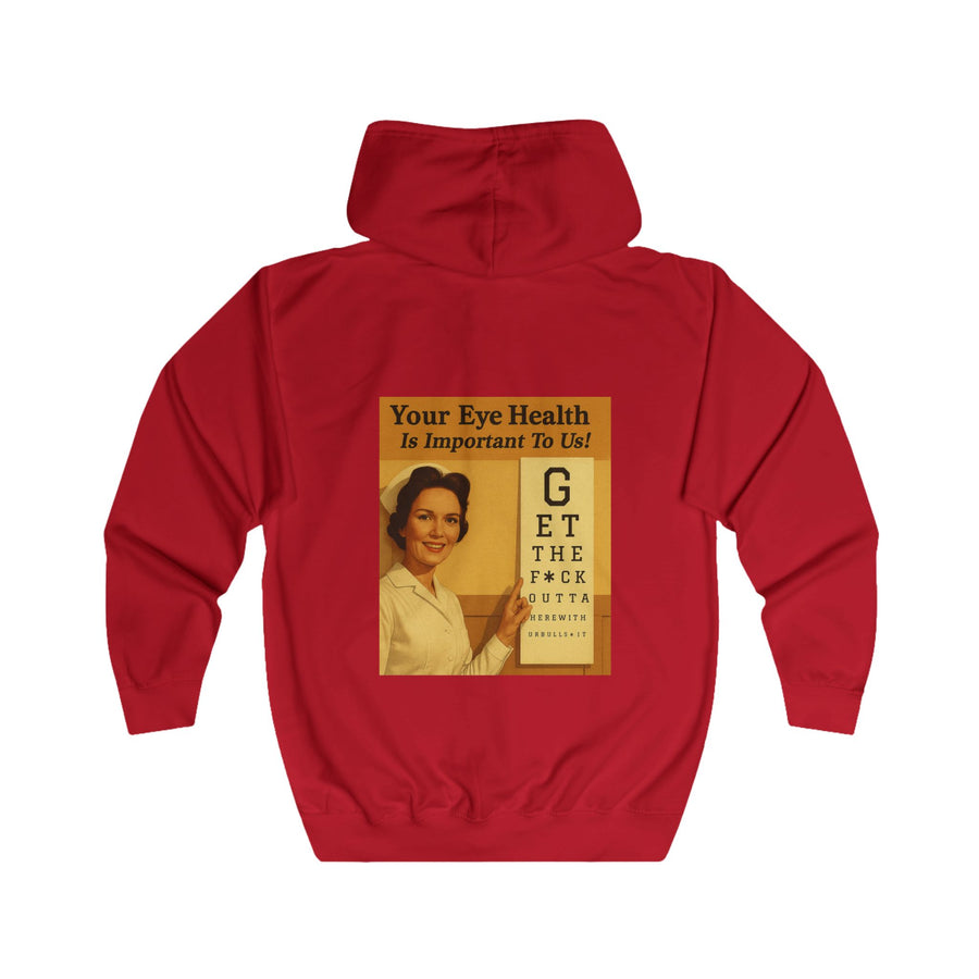 Your Eye Health Is Important To Us Zip-Hoodie – Satirisches 50s-Motiv mit Sehtest