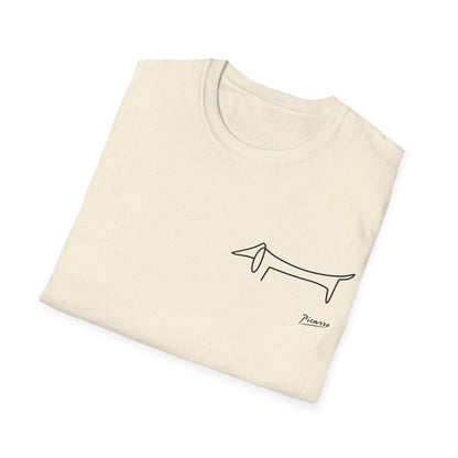 Picasso Dackel T-Shirt – Minimalistische Hundelinie mit Kultfaktor - kleines Motiv