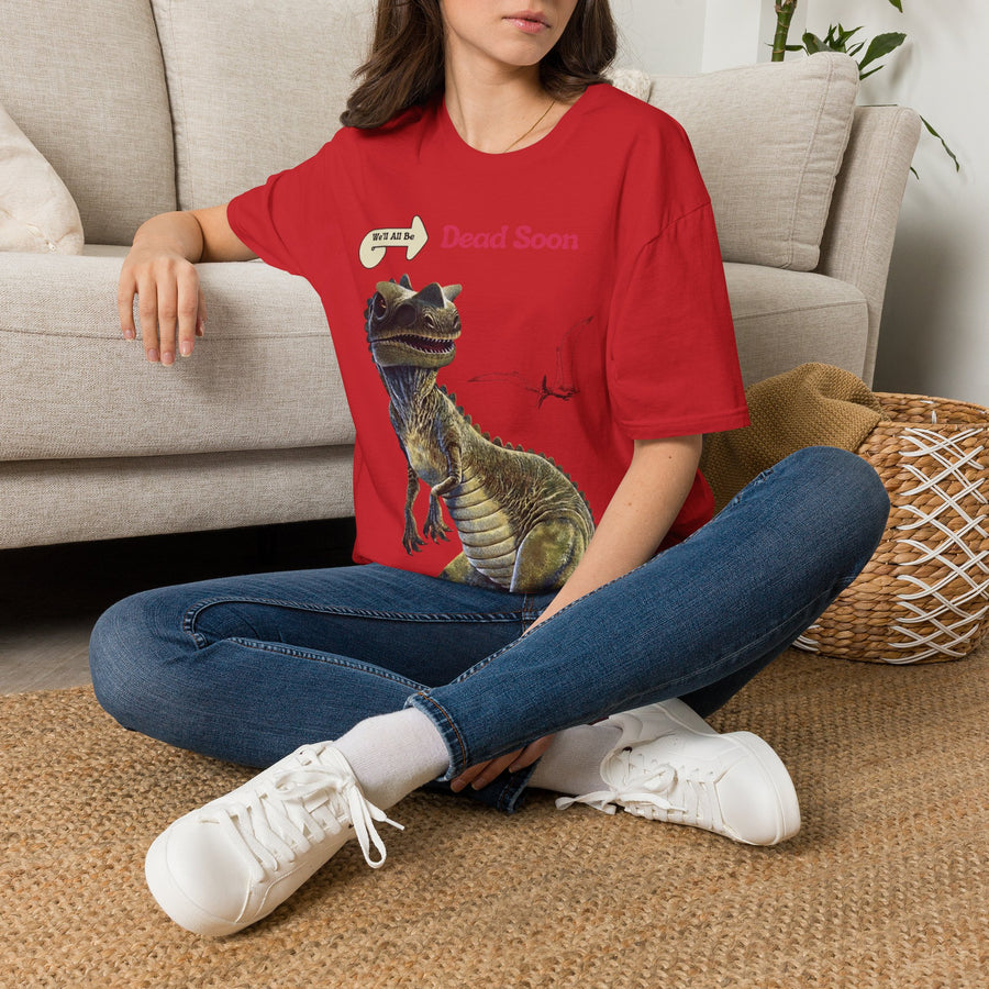 True Insights T-Shirt We'll All Be Dead Soon Dino Motiv, lustiges sarkastisches Statement Shirt