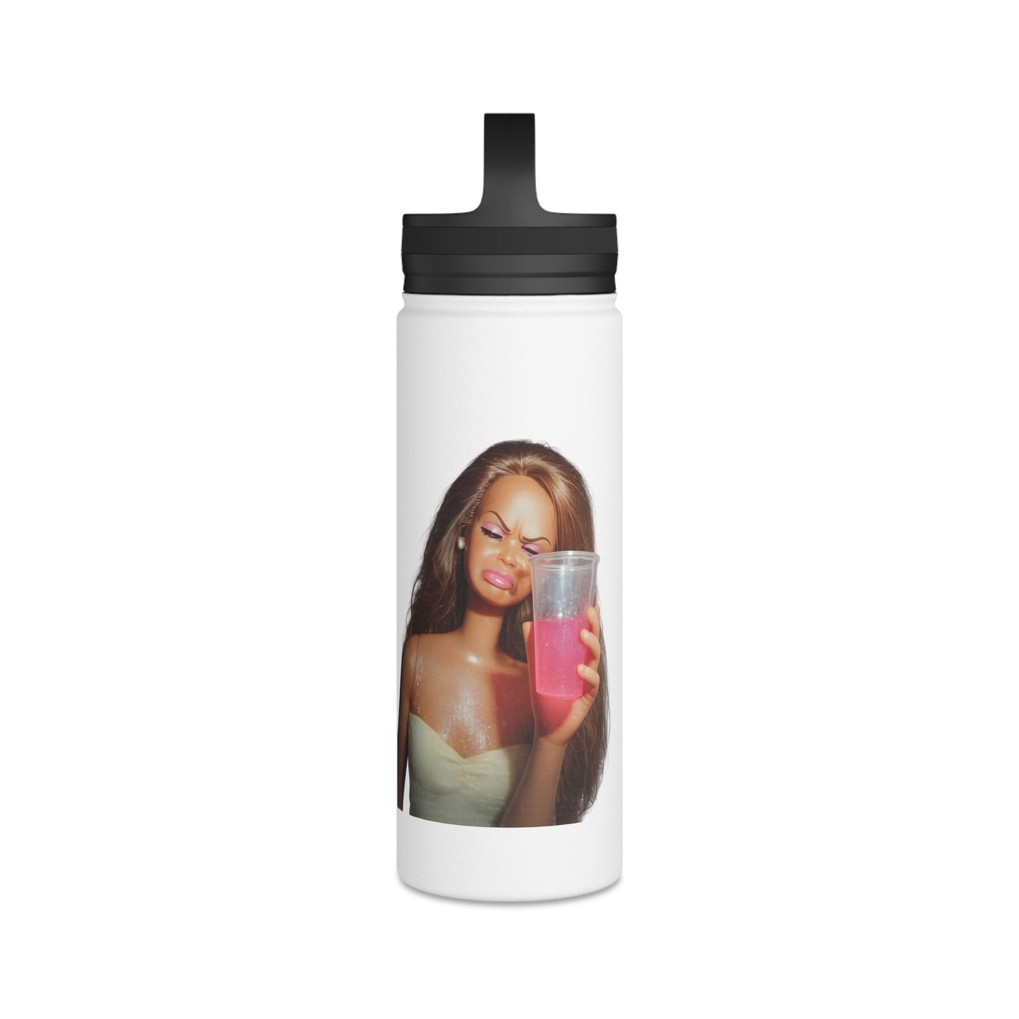 Doll Meme Barbicore Edelstahl Trinkflasche – Cute Blonde Doll Design mit Griffdeckel, isoliert | Lustiges Meme Geschenk für Sie