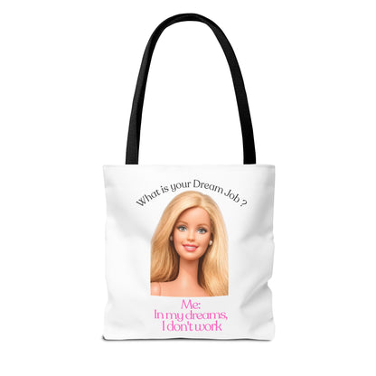 Lustige Tote Bag 'In my dreams I don't work' – Witziger Spruch Anti-Arbeit Stoffbeutel Geschenk für Faulenzer & Tagträumer