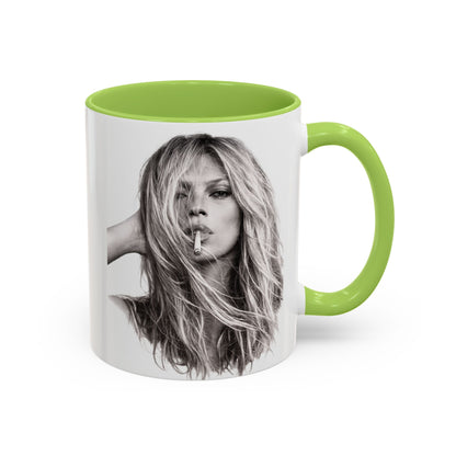 Kate Moss Tasse – Ikonisches Schwarz-Weiß Portrait Kaffeebecher | Fashion Legende Geschenk für Fans