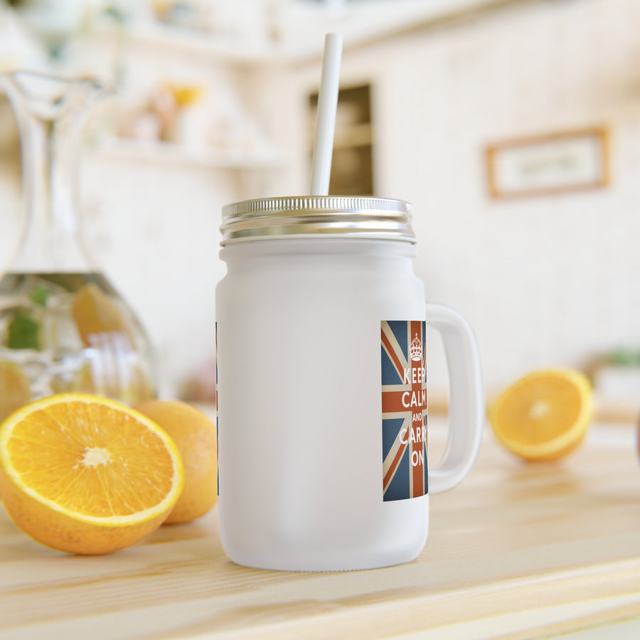 Keep Calm and Carry On Mason Jar – Verre Vintage Union Jack Couronne, Cadeau Fans du Royaume-Uni & Amoureux de l'Angleterre