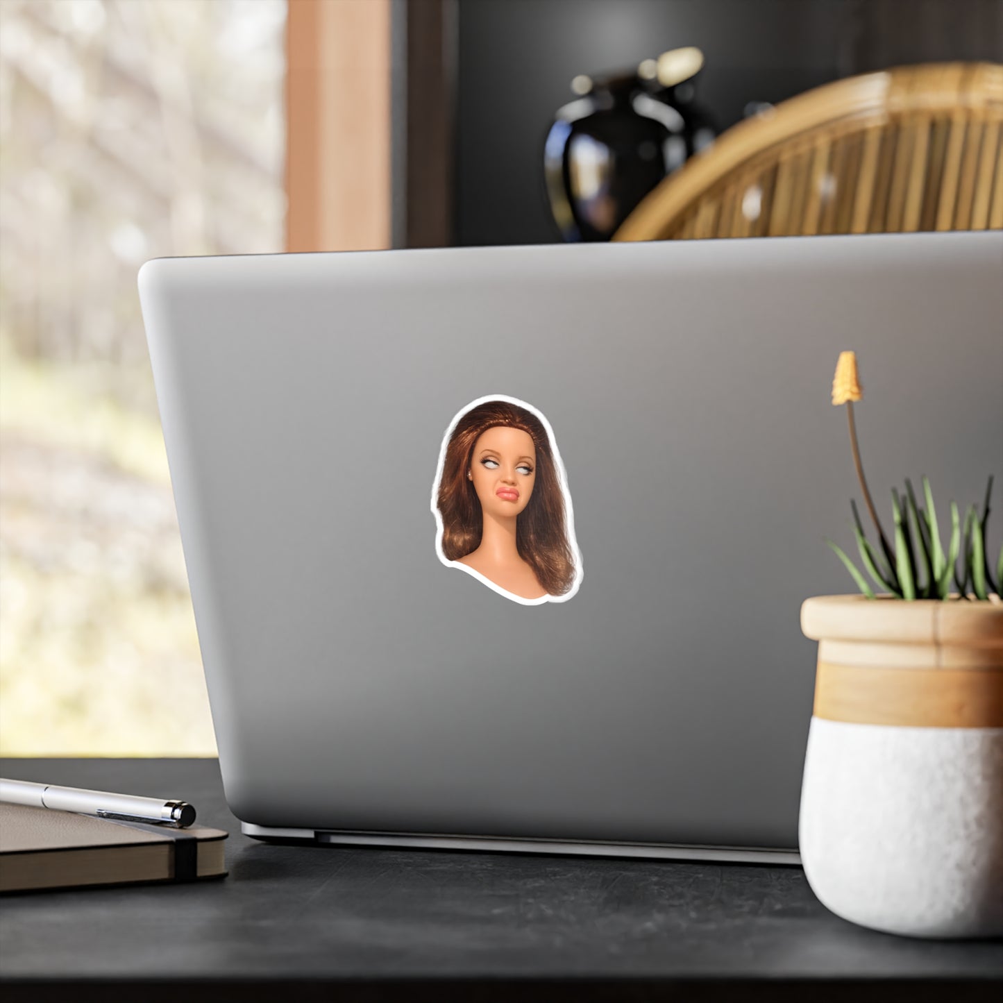 Lustiger Puppen-Sticker mit genervtem Blick – Meme Aufkleber für Laptop, Handy & Wasserflasche – witziges Geschenk