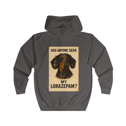 Has Anyone Seen My Lorazepam Dackel Zip Hoodie – Lustiger Vintage Hunde-Hoodie für Dackelliebhaber