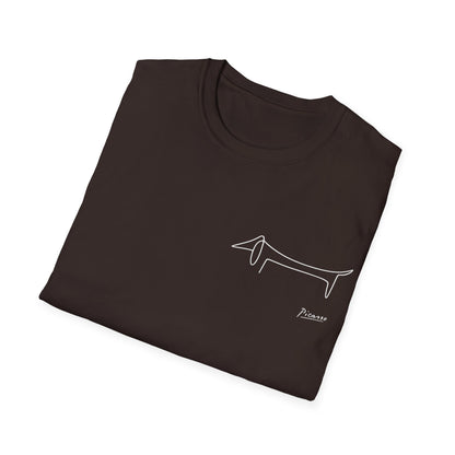 Picasso Dackel T-Shirt – Minimalistische Hundelinie mit Kultfaktor - kleines Motiv