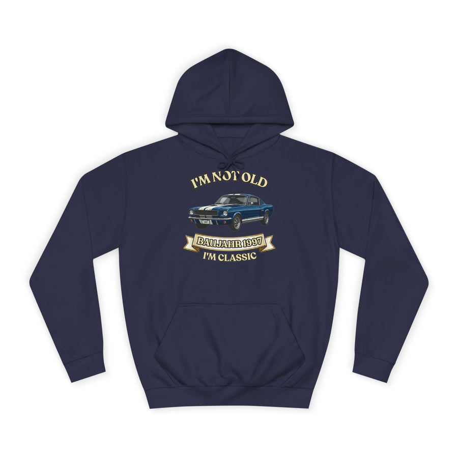 Geschenk zum 30. Geburtstag – Hoodie Jahrgang 1997 Muscle Car – Oxford Navy – Vorderseite