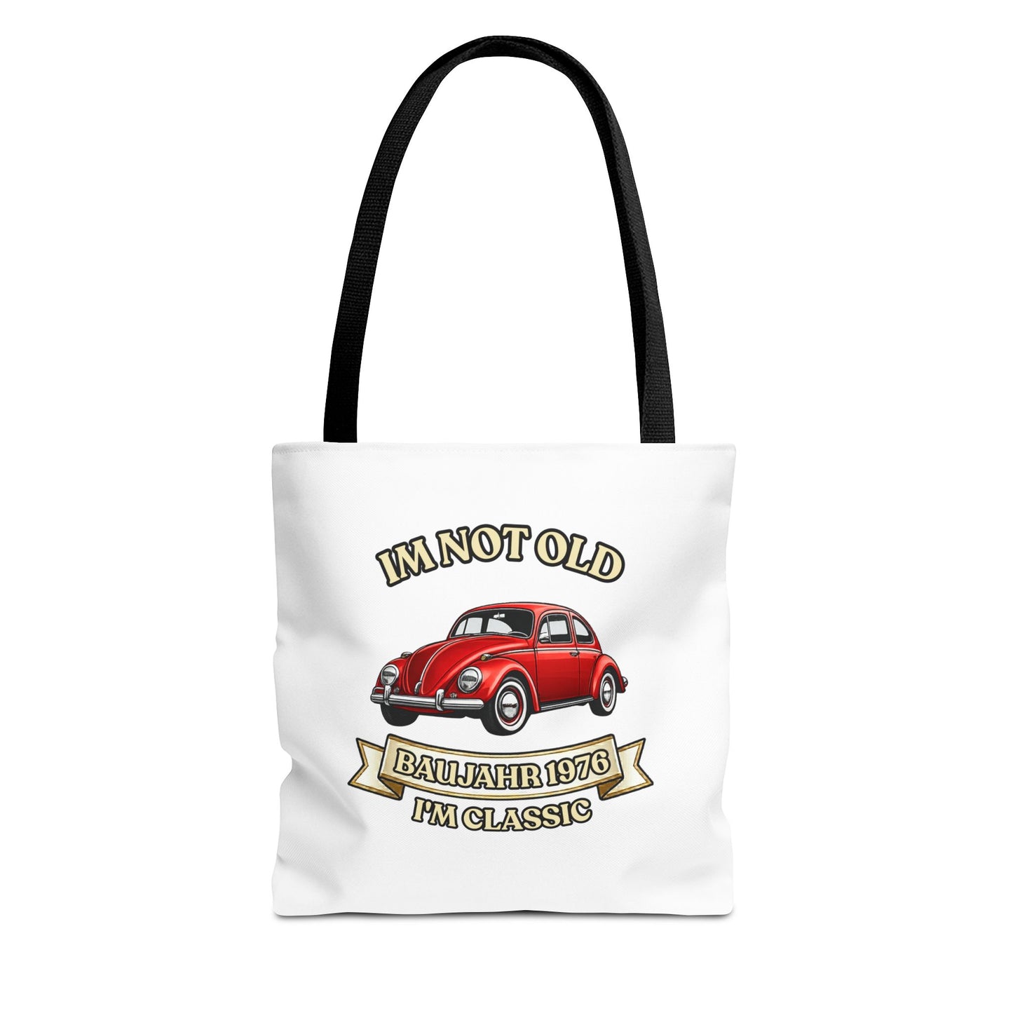 Tote Bag Baujahr 1976 - I'm Not Old I'm Classic - Roter Käfer Oldtimer - 50. Geburtstag Geschenk Stoffbeutel