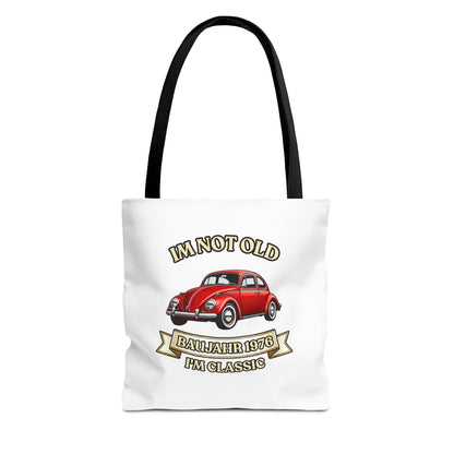 Tote Bag Baujahr 1976 - I'm Not Old I'm Classic - Roter Käfer Oldtimer - 50. Geburtstag Geschenk Stoffbeutel