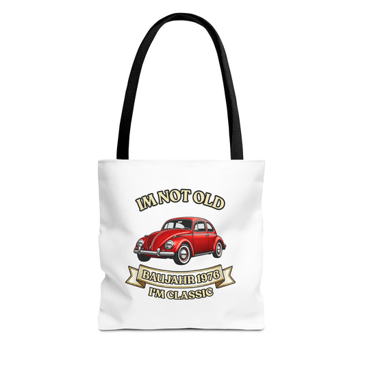 Tote Bag Baujahr 1976 - I'm Not Old I'm Classic - Roter Käfer Oldtimer - 50. Geburtstag Geschenk Stoffbeutel