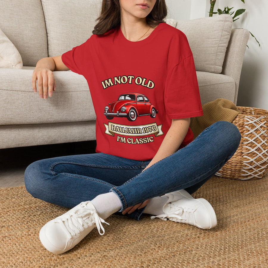 True Insights T-Shirt Baujahr 1976 Oldtimer Käfer Vintage Jahrgang Motiv Nahaufnahme