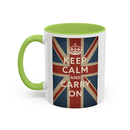 Mug Keep Calm and Carry On – Tasse Union Jack rétro British avec couronne