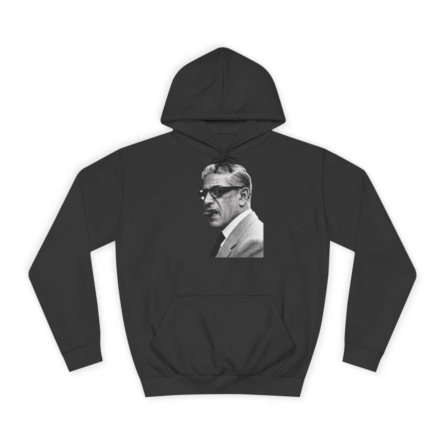 Aristoteles Onassis Hoodie – Ikonisches Portrait mit Zigarre & Brille | Vintage Schwarz-Weiß Kult Kapuzenpullover