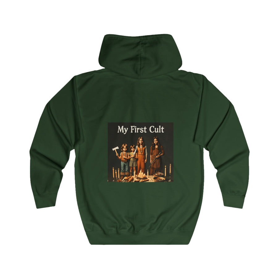 My First Cult Zip-Hoodie – Schräges Retro-Foto-Motiv mit schwarzem Humor