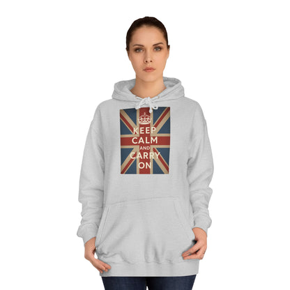 Keep Calm and Carry On Hoodie – Union Jack Britse Vlag Kroon Vintage Retro Hoodie voor UK-Fans