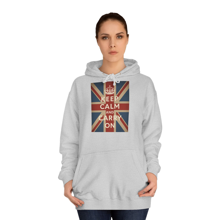 Sweat à Capuche Keep Calm and Carry On – Union Jack Drapeau Britannique Couronne Vintage Rétro pour Fans du UK