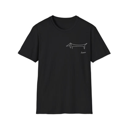Picasso Dackel T-Shirt – Minimalistische Hundelinie mit Kultfaktor - kleines Motiv