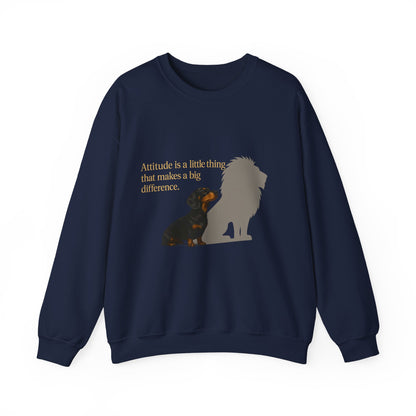 Inspirierendes Sweatshirt – Dackel mit Löwenschatten „Attitude“ – Lustiges Sweatshirt | True Insights – Bild 3
