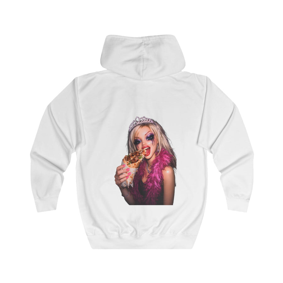Statement Sweatjacke „Princess Punk“ – Zip-Hoodie mit Rückendruck – Arctic White – Rückenansicht