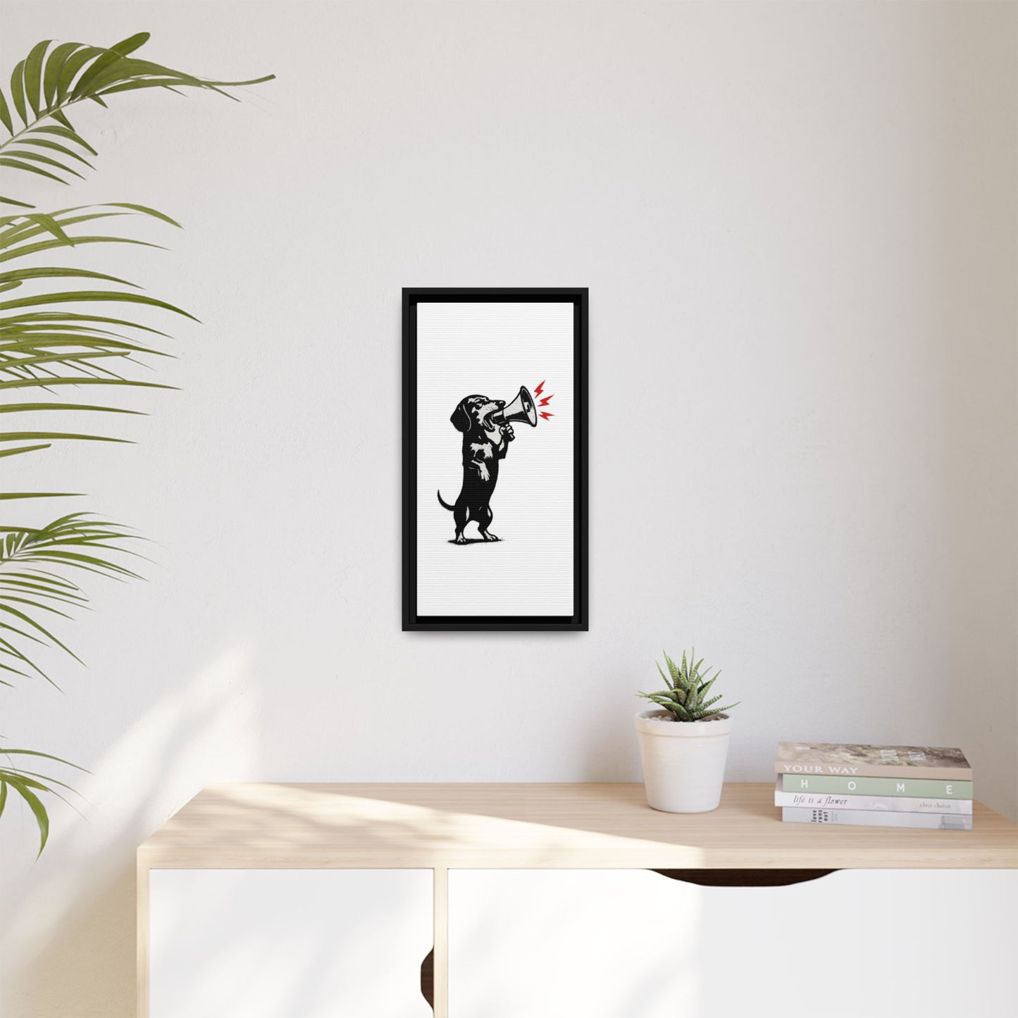 Dog with Megaphone – Satirisches Banksy-inspiriertes Kunstmotiv | Statement Design