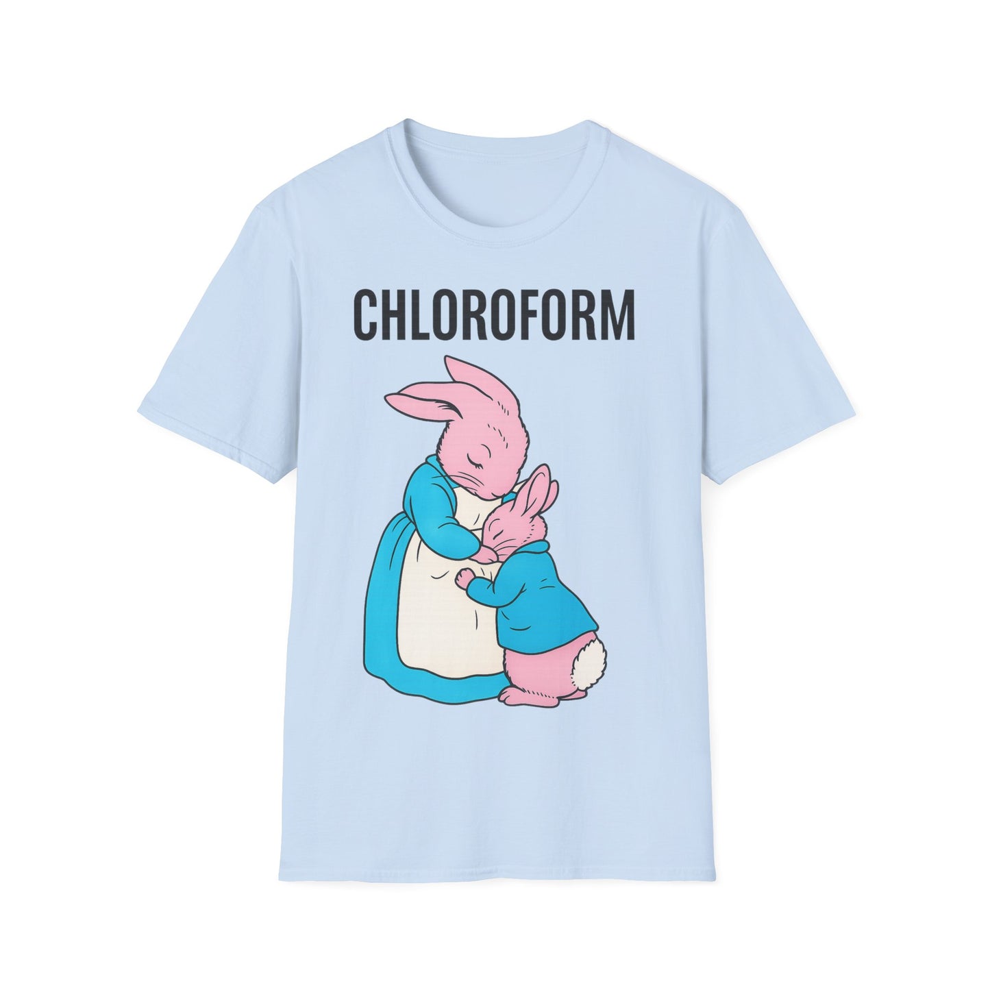 „CHLOROFORM“ – Satirisches Cartoon-T-Shirt mit Kuschelfalle – Freches Satire-Design für mutige Statements | True Insights