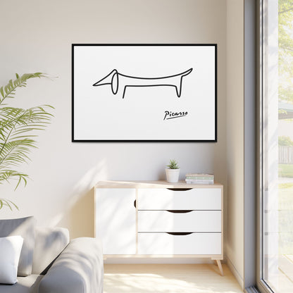 Picasso-Dackel Line-Art Leinwand | Minimalistisches Wandbild | Modernes Hunde-Kunstwerk