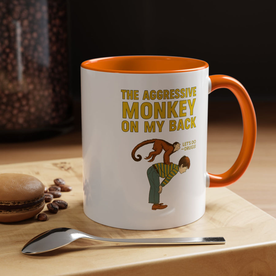 Mug Aggressive Monkey On My Back - Tasse drôle rétro vintage
