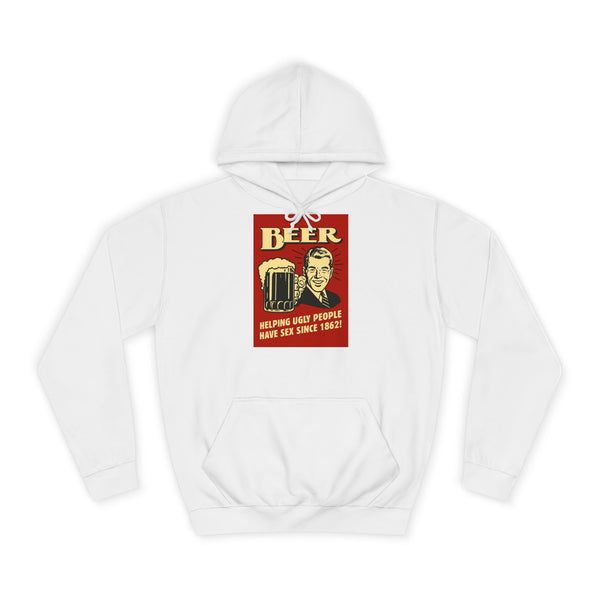 BEER Hoodie Rétro Vintage Bière Humour - Helping Ugly People - Cadeau drôle amateurs de bière, fête & homme