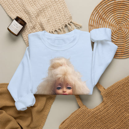 Retro Puppen Portrait T-Shirt Damen | 80er Jahre Blond Doll Fashion Shirt | Pinke Jacke Vintage Style Geschenk