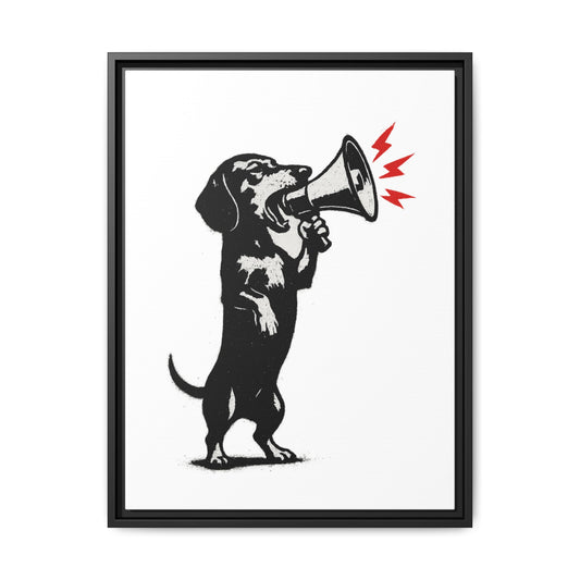 Dog with Megaphone – Satirisches Banksy-inspiriertes Kunstmotiv | Statement Design
