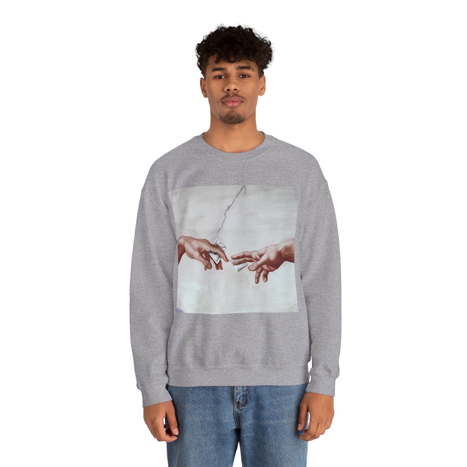 Sweatshirt – The Deal Sweatshirt – Satirische Kunst trifft Streetwear | Michelangelo Meme Design | True Insights Design mit Humor