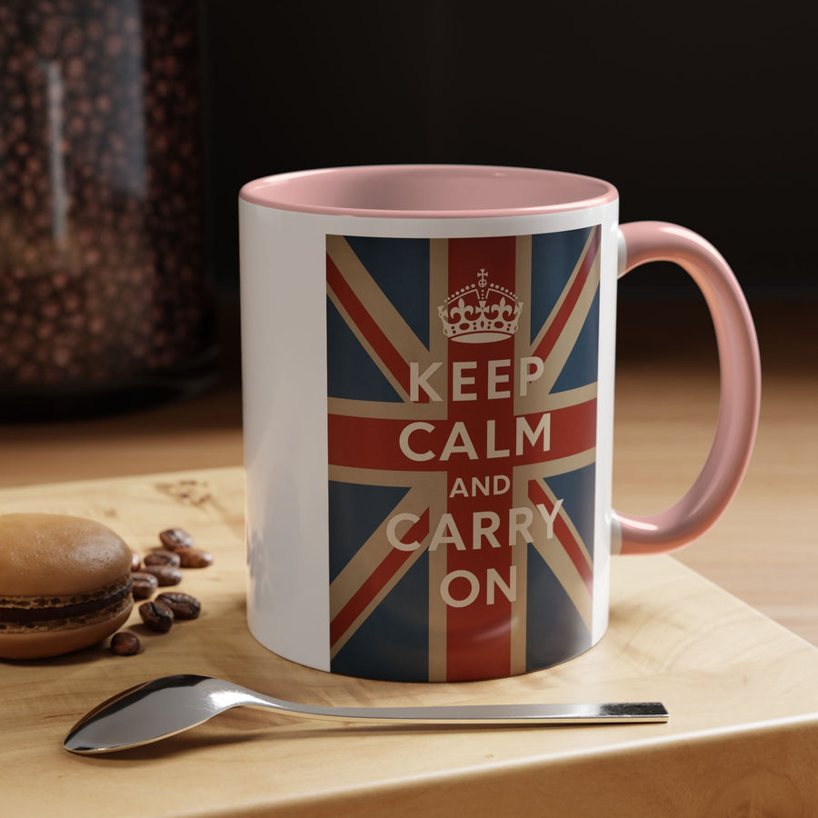 Mug Keep Calm and Carry On – Tasse Union Jack rétro British avec couronne