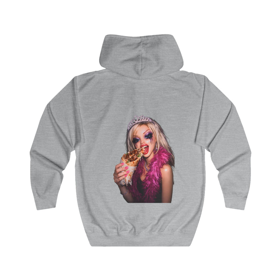 Statement Sweatjacke „Princess Punk“ – Zip-Hoodie mit Rückendruck – Heather Grey – Rückenansicht