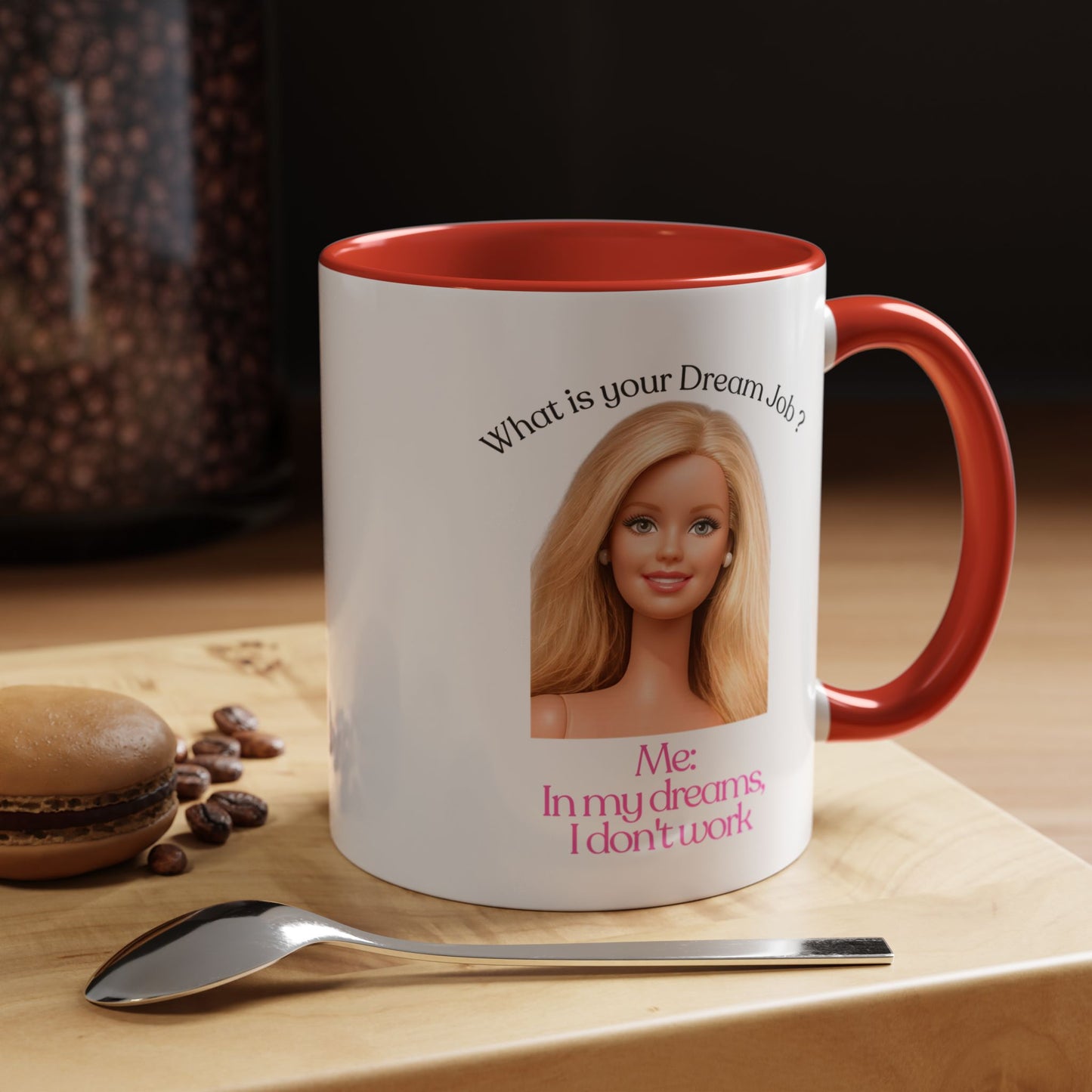 Lustige Tasse "In my dreams I don't work" - Witziger Spruch Kaffeebecher als Geschenk für faule Tage & Arbeitsmuffel