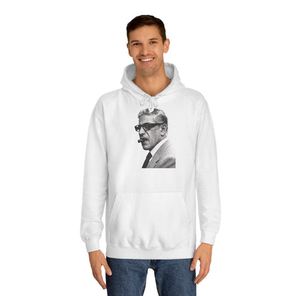 Aristoteles Onassis Hoodie – Ikonisches Portrait mit Zigarre & Brille | Vintage Schwarz-Weiß Kult Kapuzenpullover