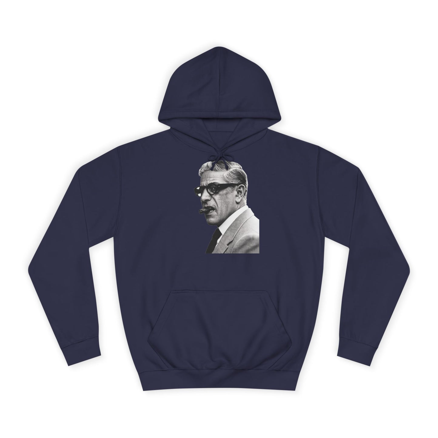 Aristoteles Onassis Hoodie – Ikonisches Portrait mit Zigarre & Brille | Vintage Schwarz-Weiß Kult Kapuzenpullover