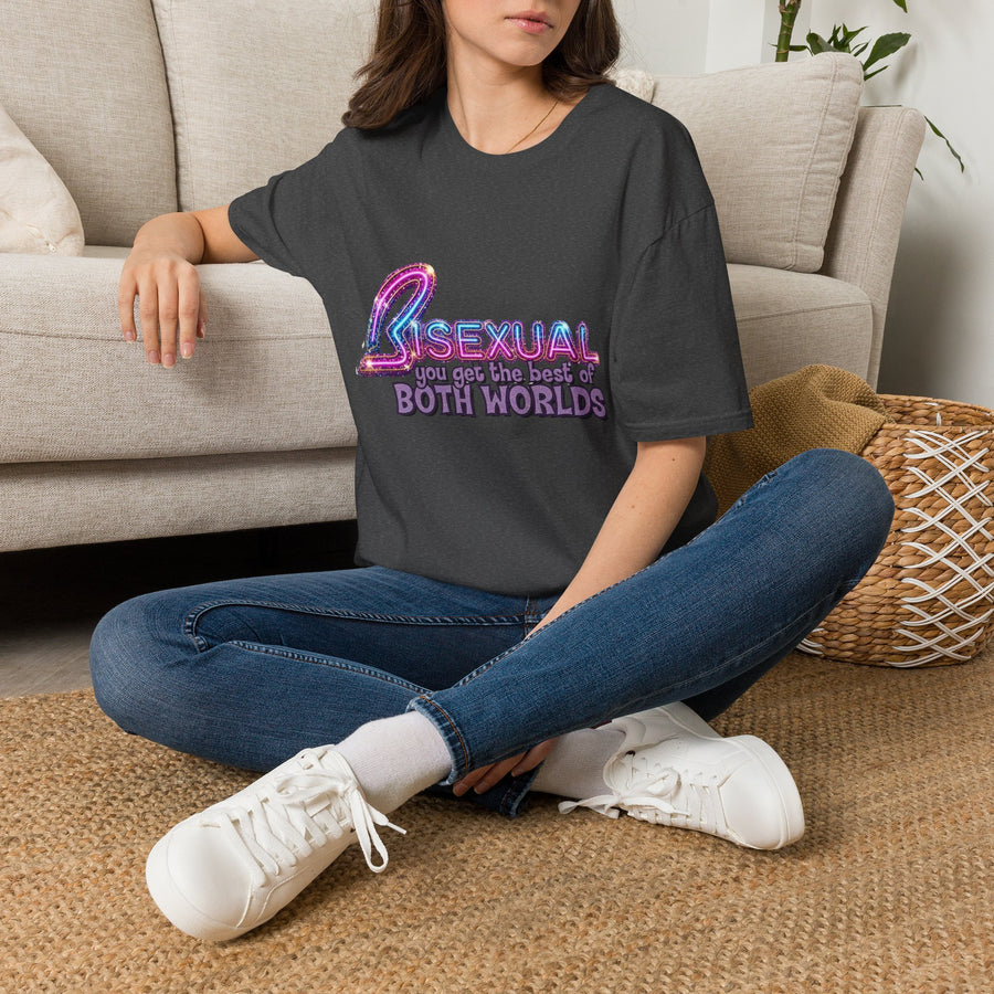 True Insights T-Shirt Bisexual Best Of Both Worlds LGBTQ Statement Glitzer-Neon-Motiv