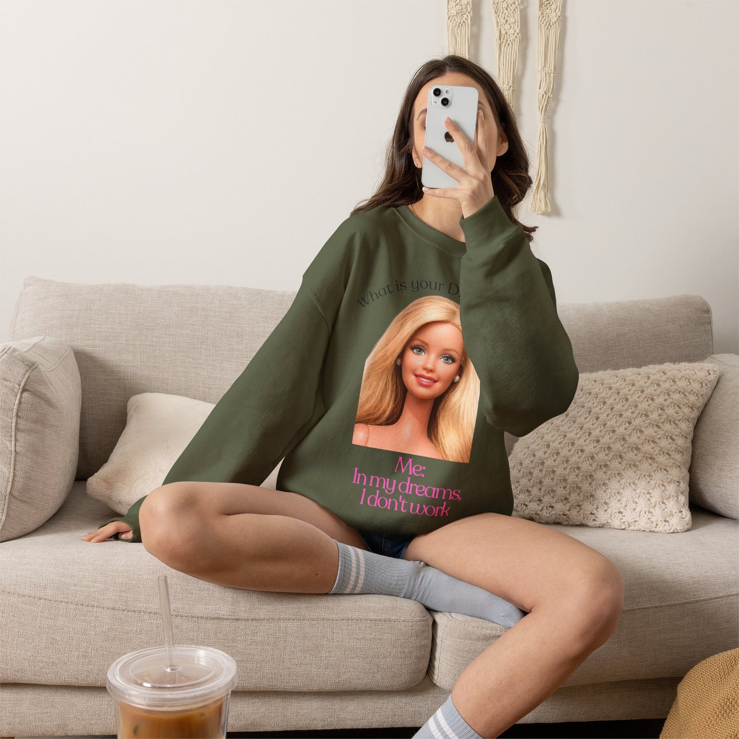 Lustiges Sweatshirt 'In my dreams I don't work' - Anti-Arbeit Spruch Pullover für Faulenzer & Büromuffel