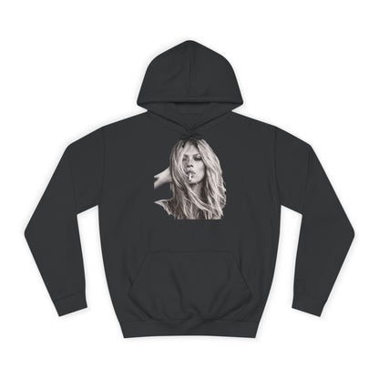 Kate Moss Hoodie – Ikonisches Schwarz-Weiß Porträt Kapuzenpullover für Fashion & Musik Fans
